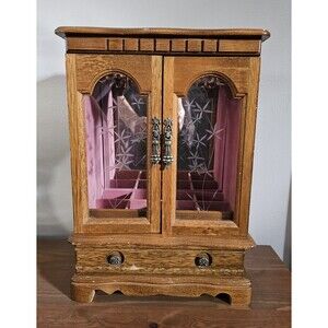 Vintage Japan Sankyo Music Box Armoire Jewlery Box